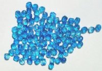 100 4mm Faceted Crystal, Aqua, & Blue Firepolish Beads